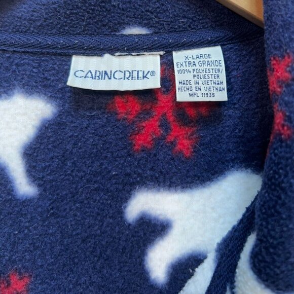 Cabin Creek Womens Fleece Jacket Size XL Blue Polar Bear Holiday Button Up Cozy - Picture 2 of 12